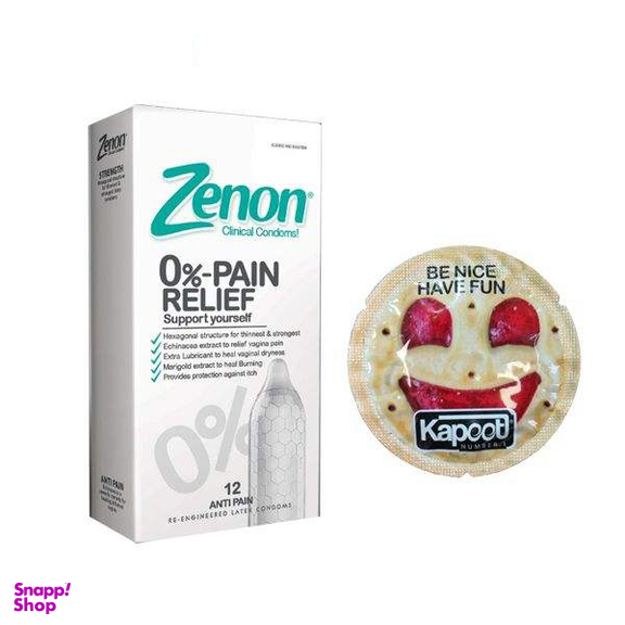 کاندوم مدل PAIN RELIEF بسته 12 عددی زنون (Zenon) به همراه کاندوم کاپوت