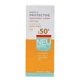 کرم ضد آفتاب فاقد چربی نیودرم (Neuderm) مدل Highly Protective Max Tinted SPF50 حجم 50 میلی‌‌لیتر