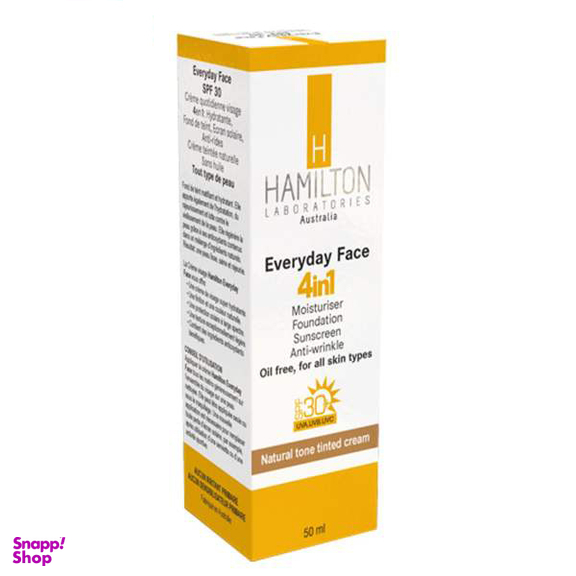 کرم ضد آفتاب رنگی 4 در 1 همیلتون (Hamilton) مدل Natural Tone SPF30 حجم 50 میلی‌‌لیتر
