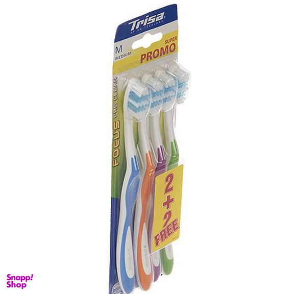 مسواک تریزا (Trisa) سری Super Promo مدل Focus Pro Clean با برس متوسط - بسته 2+2 عددی