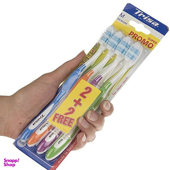 مسواک تریزا (Trisa) سری Super Promo مدل Focus Pro Clean با برس متوسط - بسته 2+2 عددی
