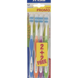 مسواک تریزا (Trisa) سری Super Promo مدل Focus Pro Clean با برس متوسط - بسته 2+2 عددی