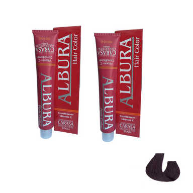 رنگ مو آلبورا (Albura) مدل Carasa شماره 4.20 رنگ شرابی بنفش تیره حجم 100 میلی‌ لیتر مجموعه 2 عددی