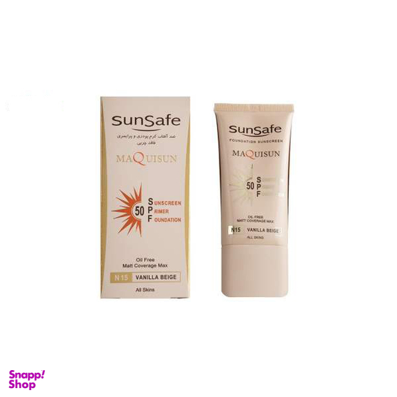 کرم ضد آفتاب رنگی سان سیف فاقد چربی با spf50 رنگ بژ وانیلی حجم 40 میلی لیتر
