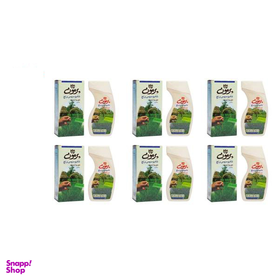 شامپو پرمون (Parmoon) مدل Rice Bran مناسب موی چرب حجم 250 گرم بسته 6 عددی