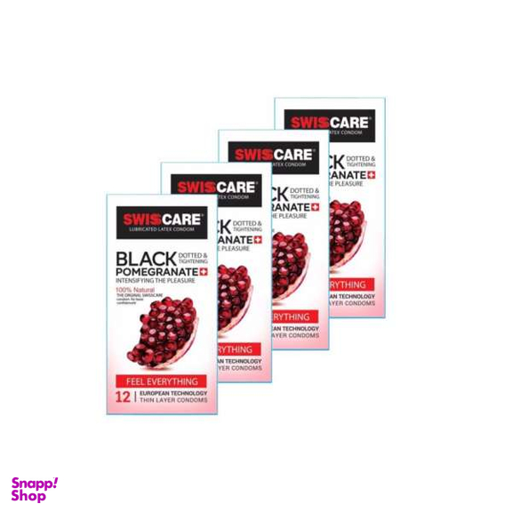 کاندوم سوییس کر (Swisscare) مدل Black Pomegranate بسته 4 عددی