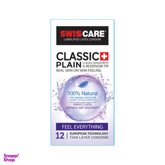 کاندوم سوییس کر (Swisscare) مدل CLASSIC بسته 12 عددی