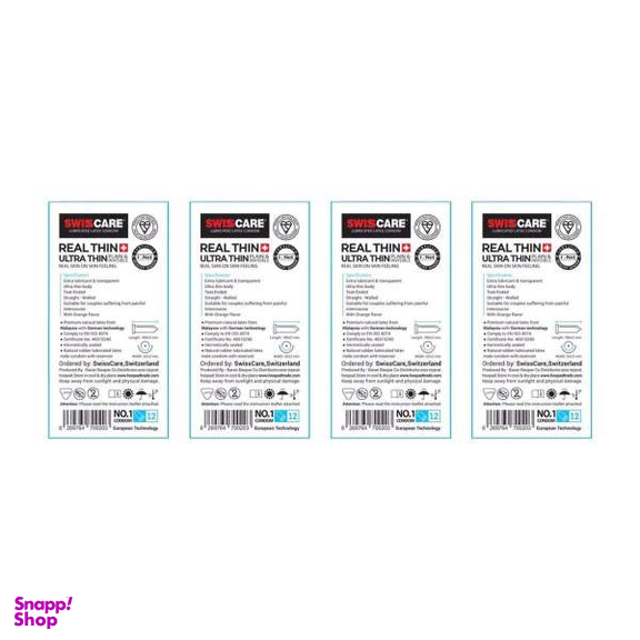 کاندوم سوییس کر (Swisscare) مدل Real Thin Ultra Thin بسته 4 عددی