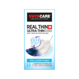 کاندوم سوییس کر (Swisscare) مدل REAL THIN بسته 12 عددی