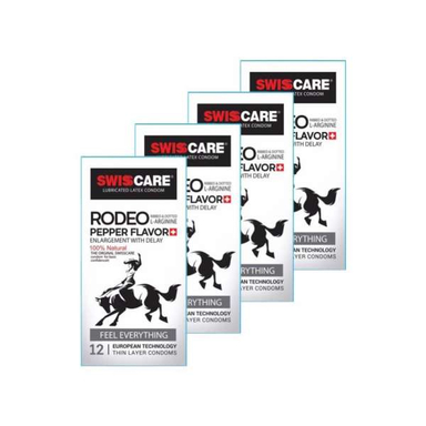 کاندوم سوییس کر (Swisscare) مدل Rodeo بسته 4 عددی