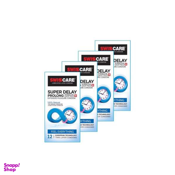کاندوم سوییس کر (Swisscare) مدل Super Delay بسته 4 عددی