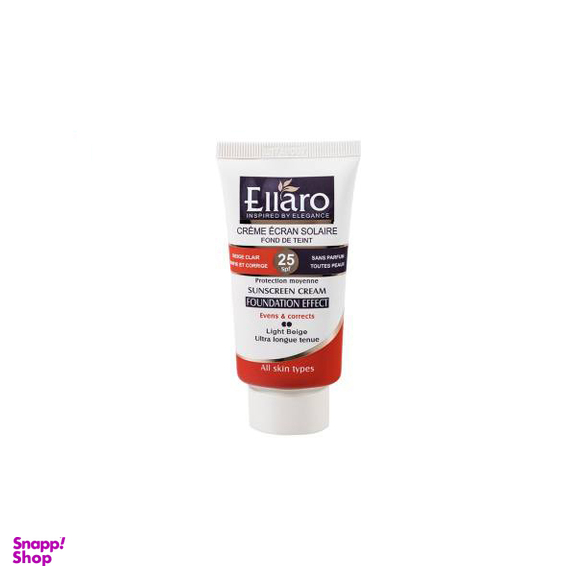 کرم ضد آفتاب الارو (Ellaro) با SPF25 مدل Protection Moyenne مناسب انواع پوست رنگ بژ روشن حجم 40 میلیلیتر