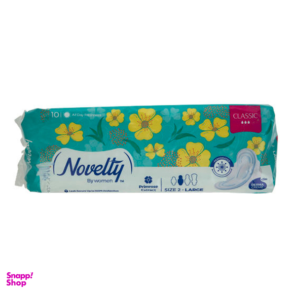 نوار بهداشتی بالدار ناولتی (Novelty) مدل Classic سایز بزرگ بسته 10 عددی