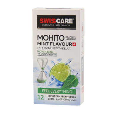 کاندوم سوئیس کر مدل مینت فلیور بسته 12 عددی