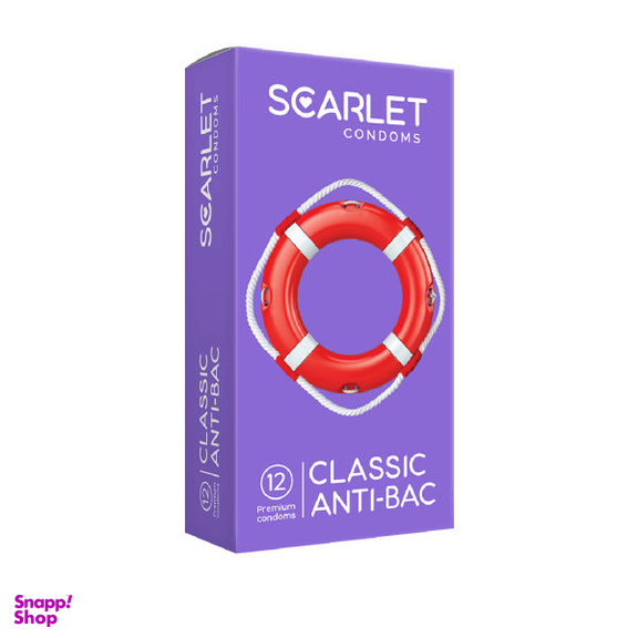 کاندوم مدل CLASSIC Anti BAC بسته 12 عددی اسکارلت (Scarlet) به همراه کاندوم مدل DOTTED EXTRA اسکارلت