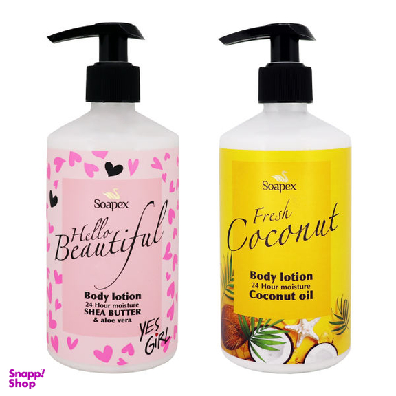 لوسیون بدن سوپکس مدل Shea butter&Aloe vera و Coconut oil حجم 350 میلی‌لیتر