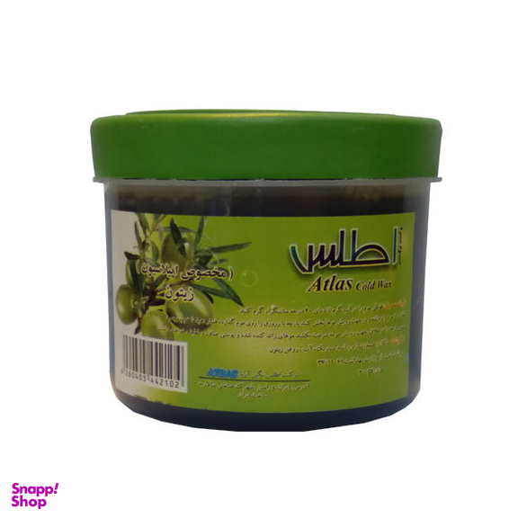 موم موبر اطلس (Atlas) مدل Olive حجم 300 میلی‌لیتر به همراه پد اپیلاسیون بسته 10 عددی و آبسلانگ موم بسته 2 عددی