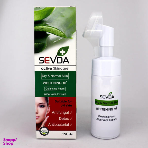 فوم شستشو صورت سودا (Sevda) مدل Aloe Vera And Black Charcoal حجم 150 میلی‌لیتر