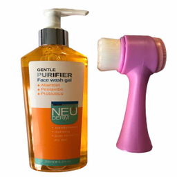 ژل شستشو صورت نیودرم (Neuderm) مدل Gentle Purifier حجم 200 میلی‌ لیتر به همراه برس پاک‌ کننده صورت مدل 001