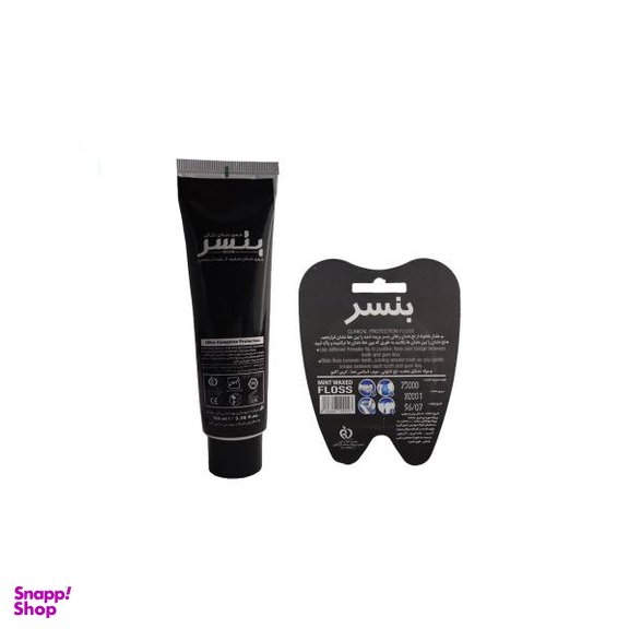 خمیر دندان بنسر (Bencer) مدل Charcoal حجم 100 میلی لیتر + نخ دندان بنسر مدل Charcoal طول 50 متر