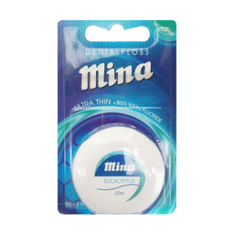 نخ دندان مینا (Mina) مدل Ultra thin با اسانس نعناع طول 50 متر + نخ دندان مینا مدل Ultra thin با اسانس اکالیپتوس