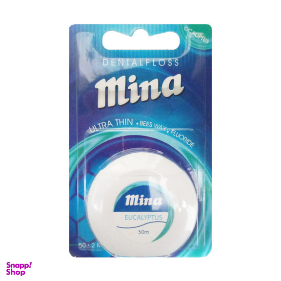 نخ دندان مینا (Mina) مدل Ultra thin با اسانس نعناع طول 50 متر + نخ دندان مینا مدل Ultra thin با اسانس اکالیپتوس