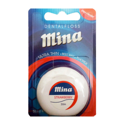 نخ دندان مینا (Mina) مدل Ultra thin با اسانس نعناع طول 50 متر + نخ دندان مینا مدل Ultra thin با اسانس توت فرنگی