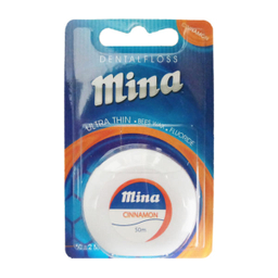 نخ دندان مینا (Mina) مدل Ultra thin با اسانس نعناع طول 50 متر + نخ دندان مینا مدل Ultra thin با اسانس دارچین طول 50 متر