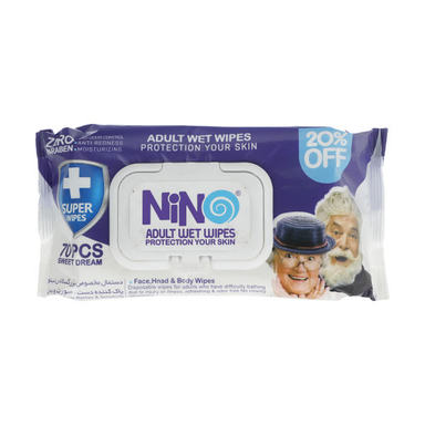 دستمال مرطوب نینو (Nino) کد 4020 بسته 70 عددی