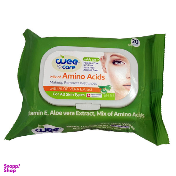 دستمال مرطوب وی کر (Wee Care) مدل Mix Of Amino Acid بسته 20 عددی