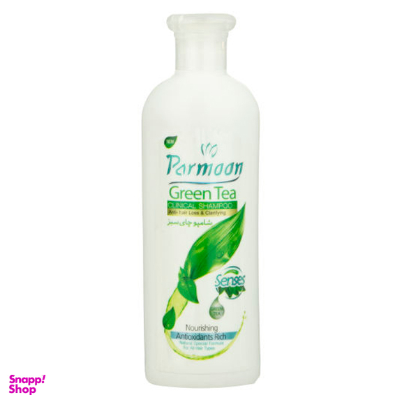 شامپو مو پرمون (Parmoon) مدل Green Tea حجم 400 میلی‌لیتر