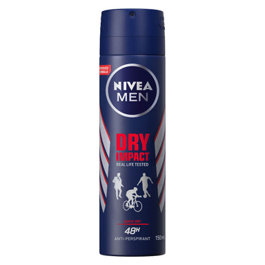 اسپری مردانه نیوآ (Nivea) مدل Dry Impact real life tested حجم 150 میلیلیتر به همراه رول ضد تعریق حجم 50 میلیلیتر