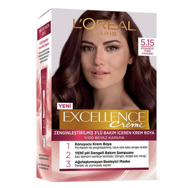کیت رنگ مو لورآل (Loreal) مدل Excellence شماره 5.15 رنگ شرابی حجم 48 میلیلیتر