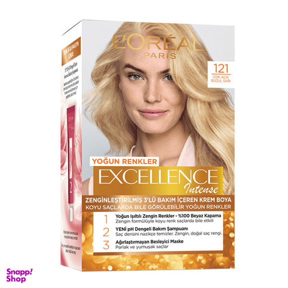 کیت رنگ مو لورآل (Loreal) مدل Excellence شماره 121 رنگ بلوند طلایی حجم 48 میلی‌لیتر