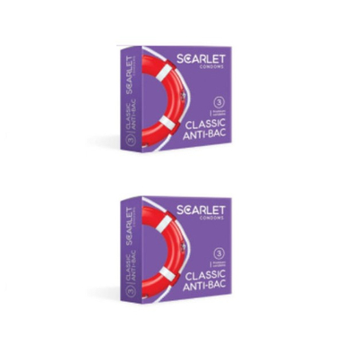 کاندوم اسکارلت (Scarlet) مدل Antibacterial بسته 3 عددی مجموعه 2 عددی