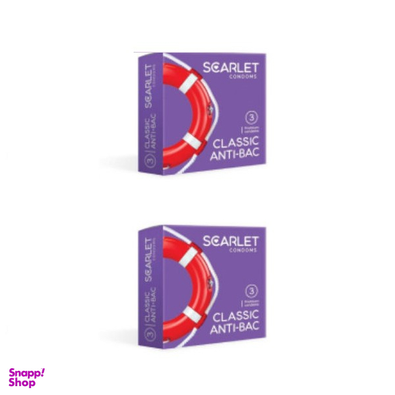 کاندوم اسکارلت (Scarlet) مدل Antibacterial بسته 3 عددی مجموعه 2 عددی