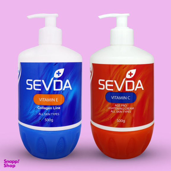 کرم آبرسان سودا (Sevda) مدل VITAMIN C و VITAMIN E حجم 500 میلی‌لیتر