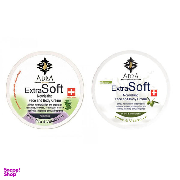 کرم مرطوب کننده آدرا (Adra) مدل Olive حجم 200 میلی‌ لیتر + کرم مرطوب کننده آدرا مدل Aloe Vera حجم 200 میلی‌ لیتر