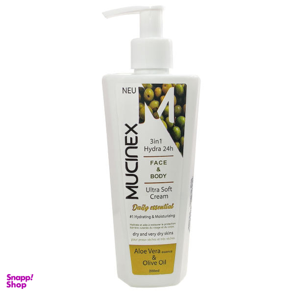 کرم مرطوب کننده ماسینکس (Mucinex) مدل Aloe vera و Olive Oil حجم 200 میلی‌لیتر