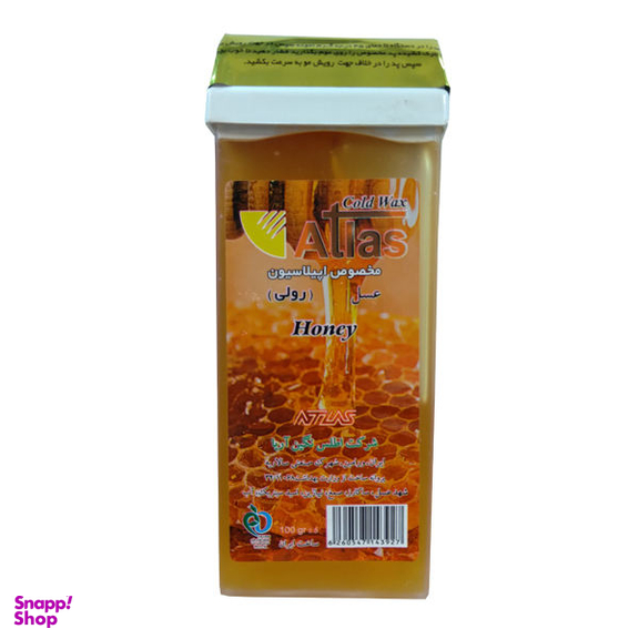 موم موبر اطلس (Atlas) مدل Honey حجم 100 میلی‌لیتر به همراه پد اپیلاسیون بسته 10 عددی