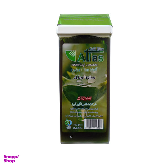 موم موبر اطلس (Atlas) مدل Aloe vera حجم 100 میلی‌لیتر به همراه پد اپیلاسیون بسته 10 عددی