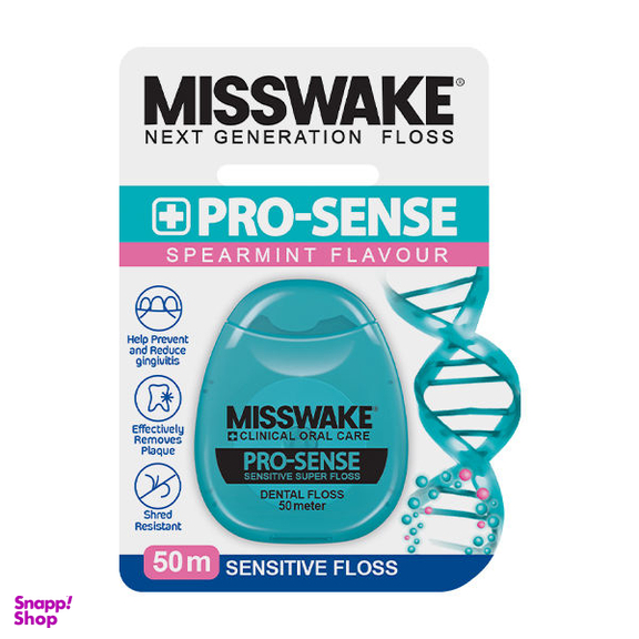 دهان شویه میسویک (Misswake) مدل Sensitive Care حجم 400 میلی لیتر + نخ دندان مدل Pro Sense