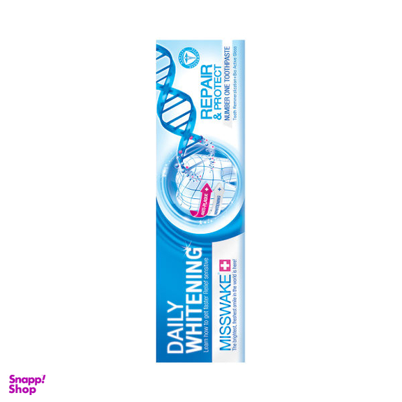 خمیر دندان میسویک (Misswake) مدل Whitening حجم 100 میلی لیتر + دهانشویه مدل Whitening حجم 400 میلی لیتر + نخ دندان