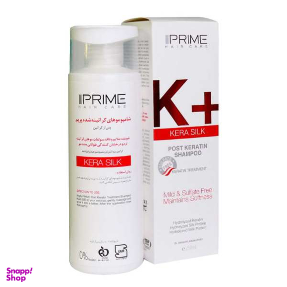 شامپو مو پریم (Prime) سری +K مدل Post Keratin حجم 250 میلی‌ لیتر
