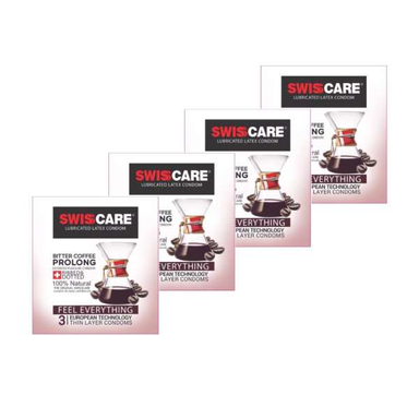 کاندوم سوییس کر (Swisscare) مدل Bitter Coffee Prolong بسته 4 عددی