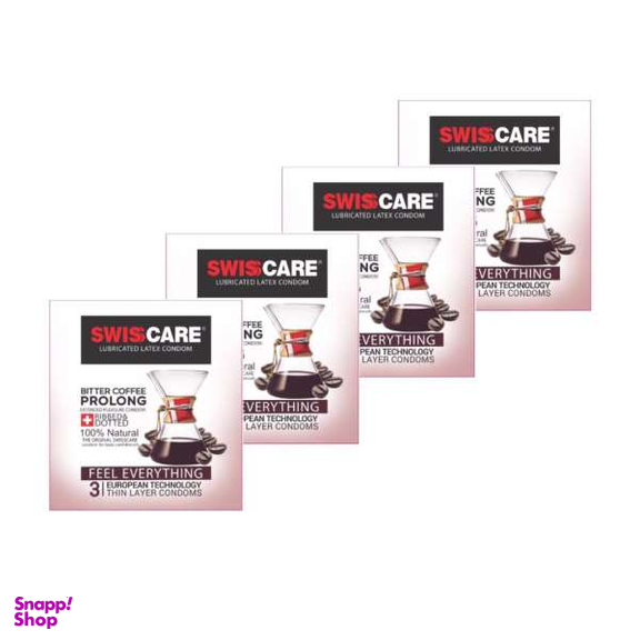کاندوم سوییس کر (Swisscare) مدل Bitter Coffee Prolong بسته 4 عددی