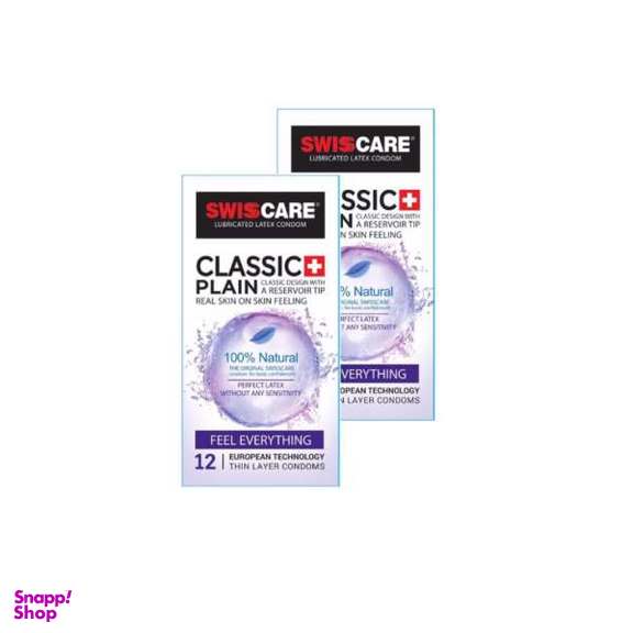 کاندوم سوییس کر (Swisscare) مدل Classic Plain بسته 2 عددی