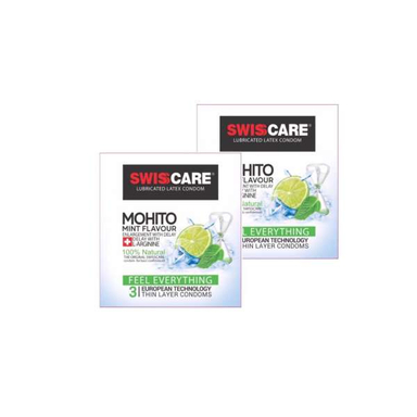 کاندوم سوییس کر (Swisscare) مدل Mohito بسته 2 عددی