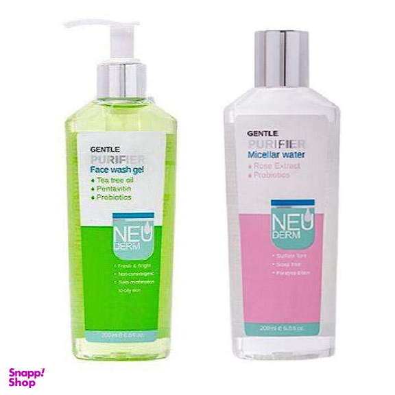 آب و ژل پاک‌ کننده صورت نیودرم (Neuderm) مدل جنتل پیوریفایر حجم 200 میلی‌لیتر مجموعه 2 عددی