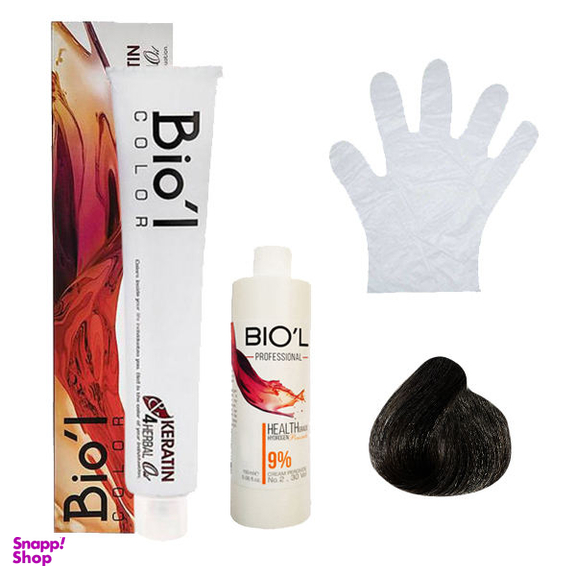 کیت رنگ مو بیول (Biol) سری Professional شماره 6.1 رنگ بلوند دودی تیره حجم 100 میلی‌ لیتر + اکسیدان نه درصدی